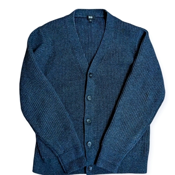 Uniqlo cardigan ribbed sweater Navy  Blue Button Down - Picture 10 of 16